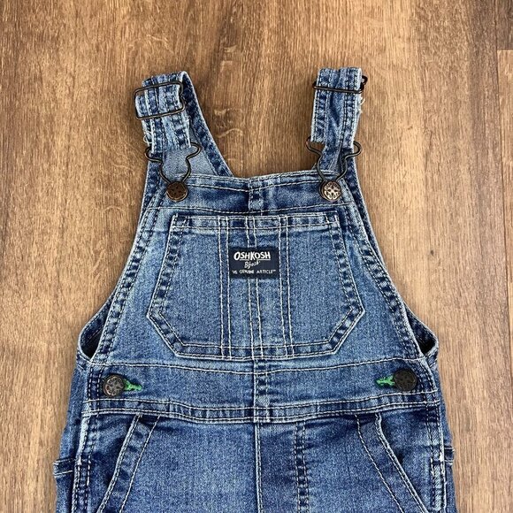 OshKosh Classic Denim Bib Overalls Sz 12 M Unisex - Picture 2 of 7